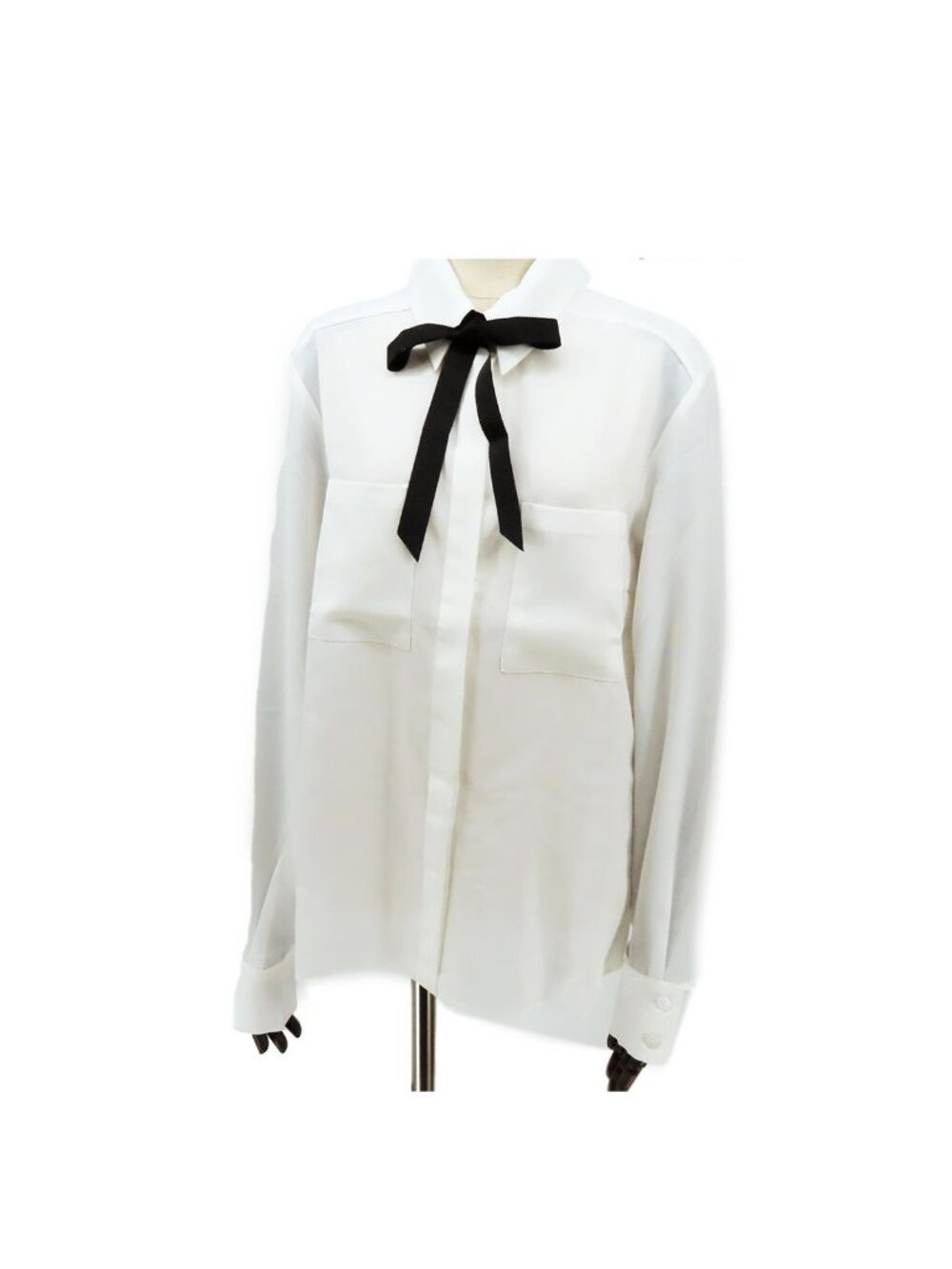 Chanel Uniform Shirt Blouse White Polyester 20A Top 38